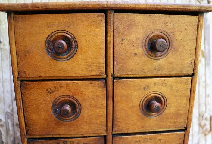 19th Century Spice Cabinet with Lettering