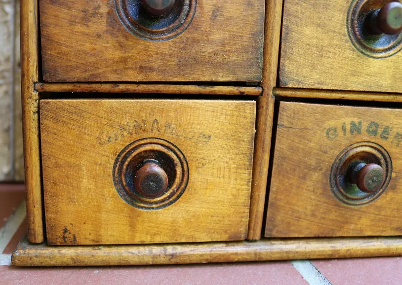 19th Century Spice Cabinet with Lettering