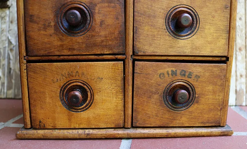 19th Century Spice Cabinet with Lettering