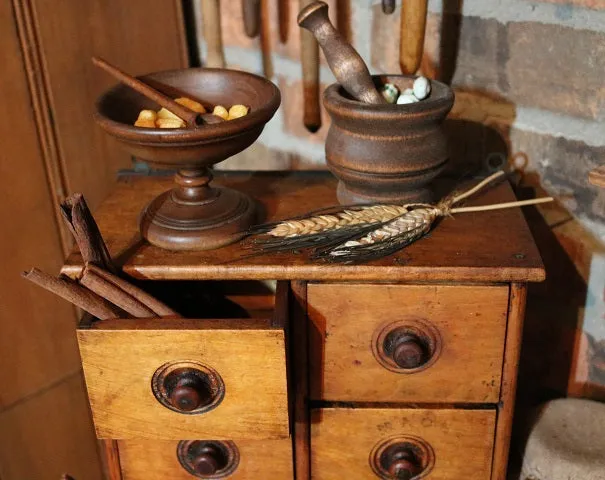 19th Century Spice Cabinet with Lettering