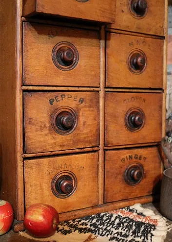 19th Century Spice Cabinet with Lettering