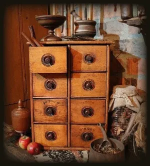 19th Century Spice Cabinet with Lettering