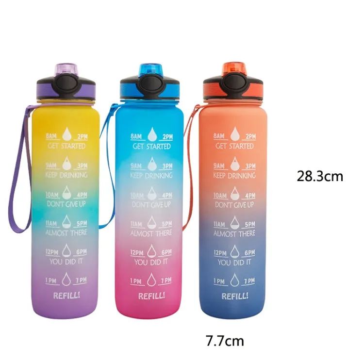 1L Tritan Plastic Gradient Color Cup Outdoor Large Capacity Sports Kettle(Yellow Blue Purple)