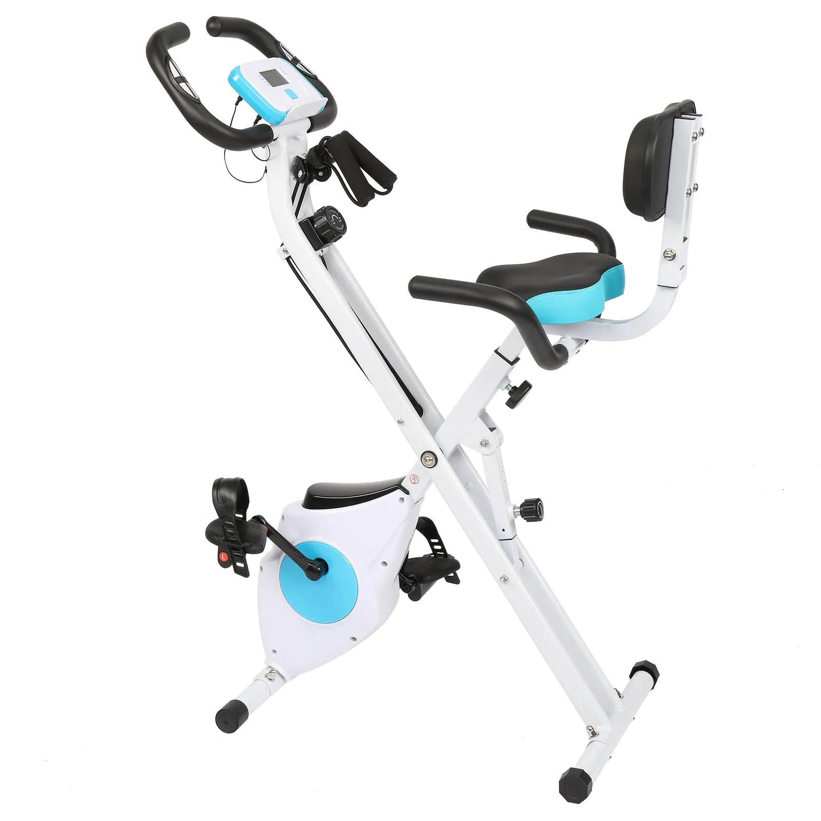 3 In 1 Folding Exercise Bike, Foldable Stationary Bike with Arm Workout, Backrest & Cushy Seat