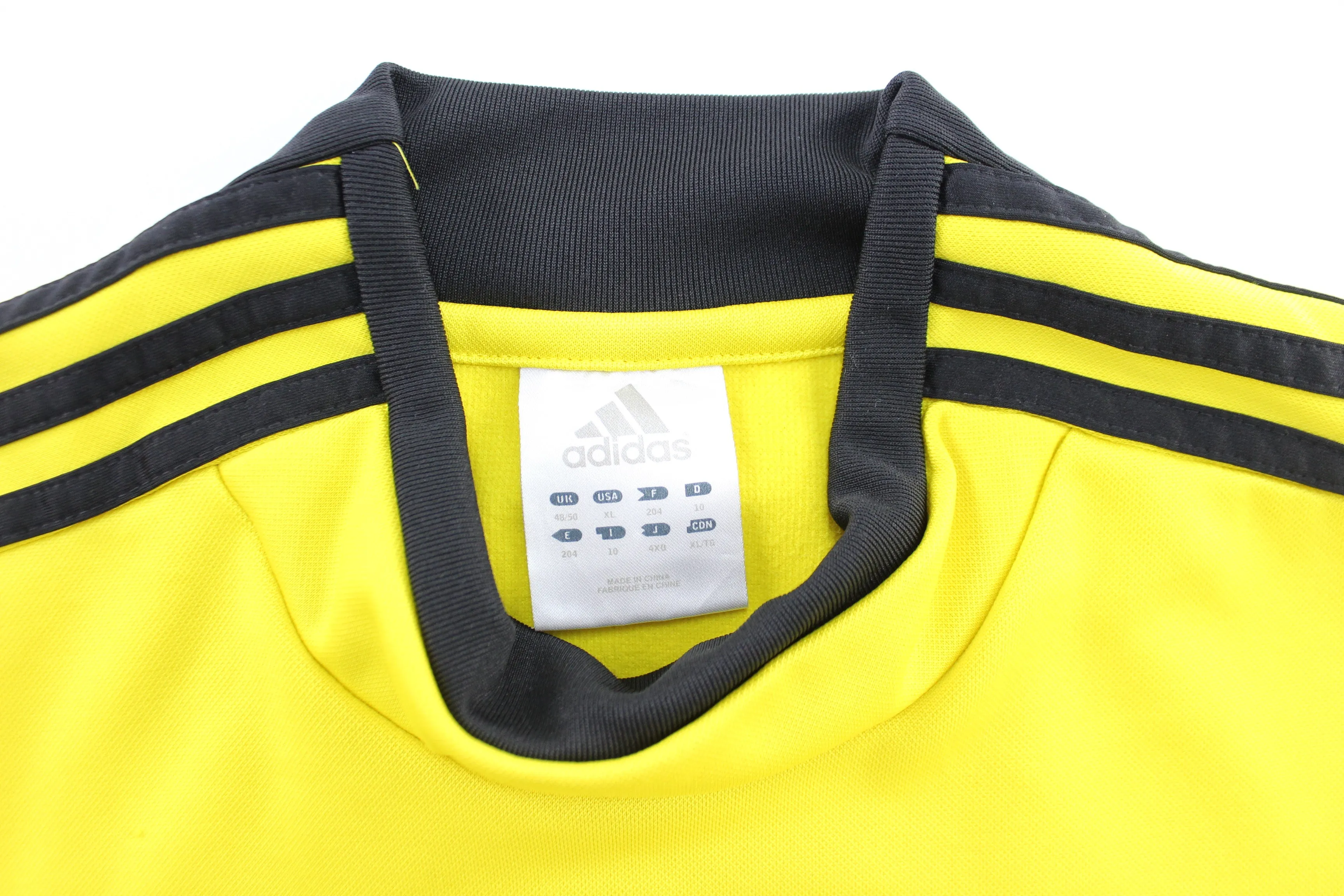 Adidas Logo Columbus The Crew Black & Yellow Striped Soccer Jersey