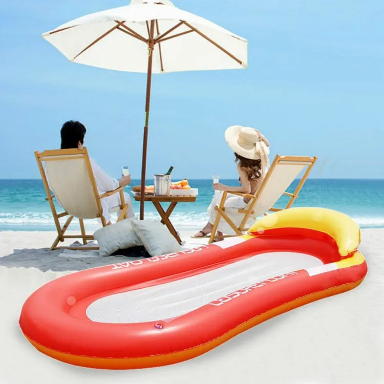 Adult Floating RowLounge Chair Water Toy Inflatable Bed with Armrest Hammock Back, Size: 160 x 90cm(Noble Red)