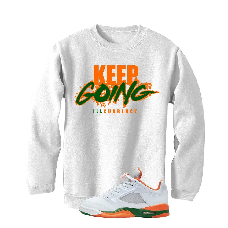 Air Jordan 5 GS Miami Hurricanes White T-Shirt (keep Going)| illcurrency