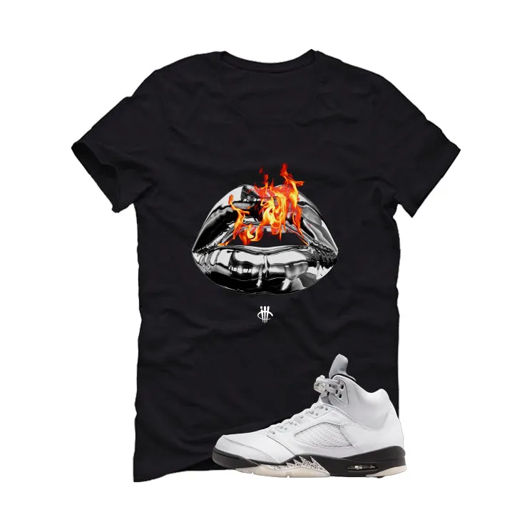 Air Jordan 5 White Black Black T-Shirt (Lips)| illcurrency