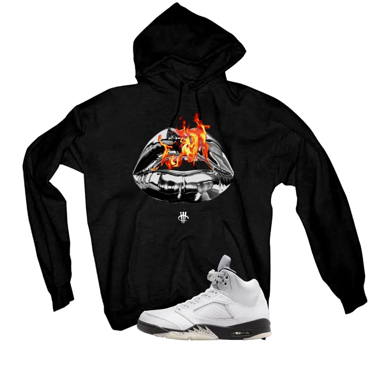 Air Jordan 5 White Black Black T-Shirt (Lips)| illcurrency