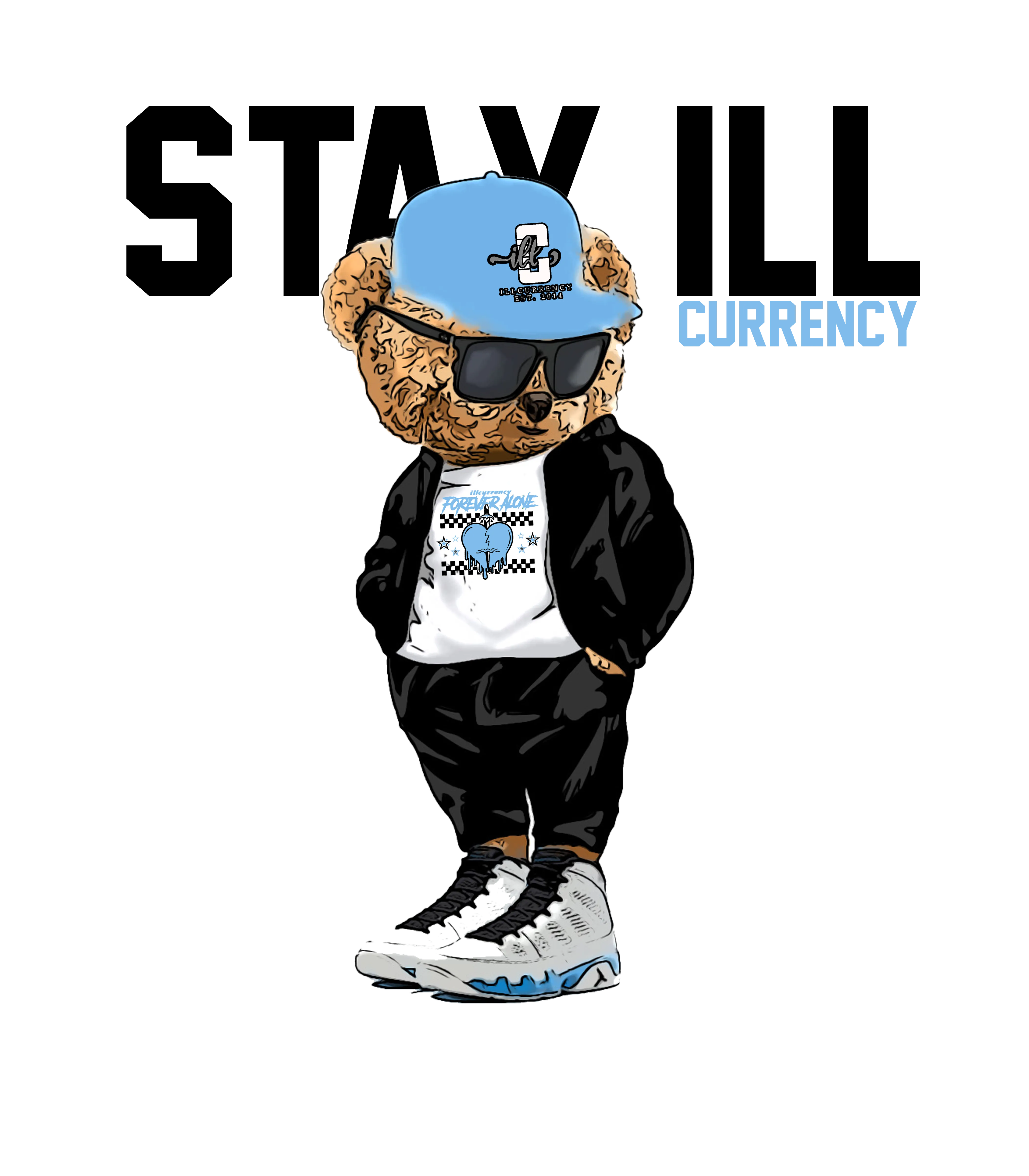 Air Jordan 9 “Powder Blue” | illcurrency White T-Shirt (ill bear)