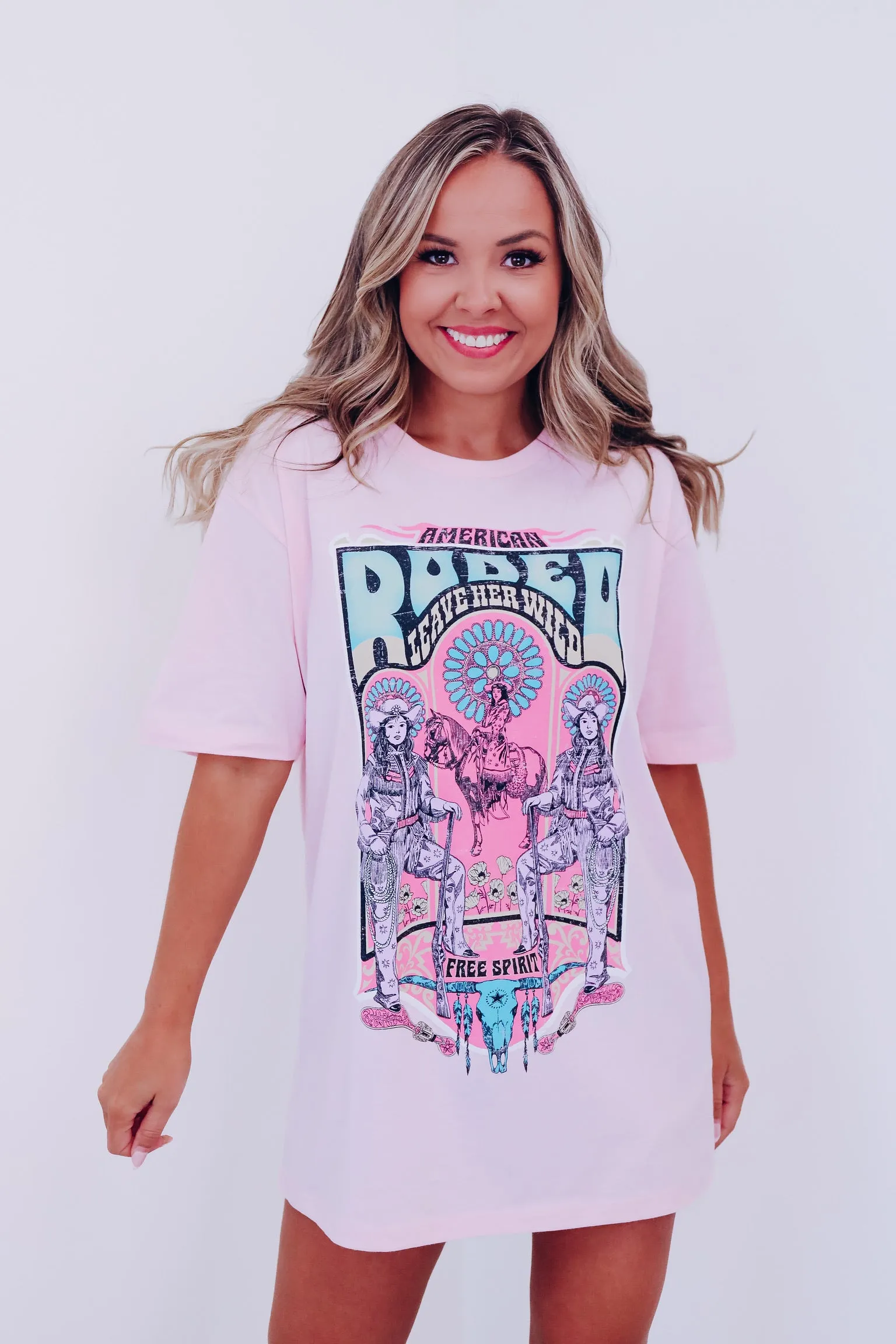 American Rodeo Graphic Tee - Light Pink