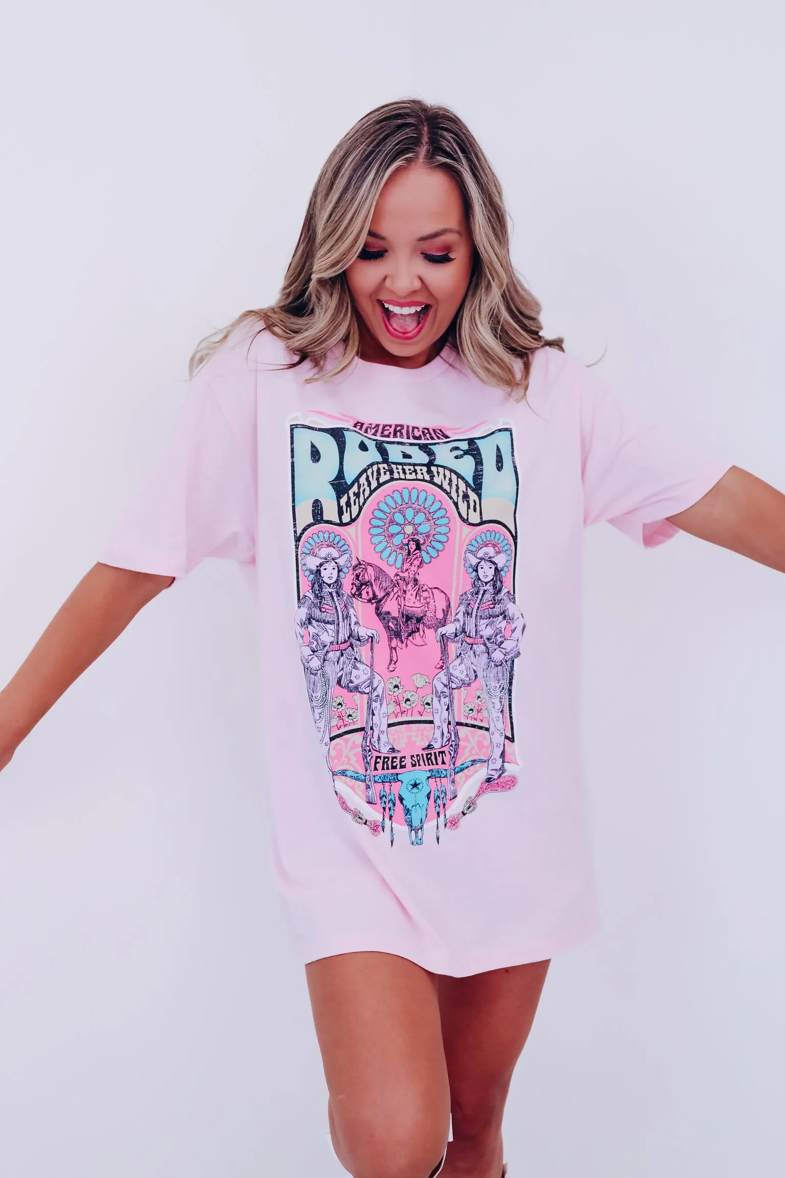 American Rodeo Graphic Tee - Light Pink