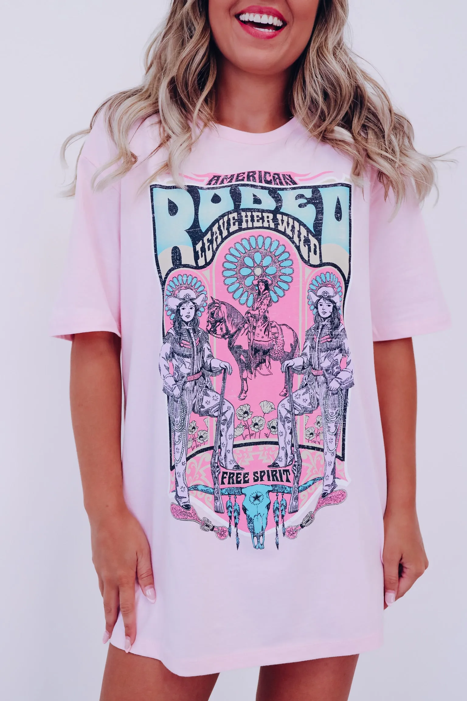 American Rodeo Graphic Tee - Light Pink