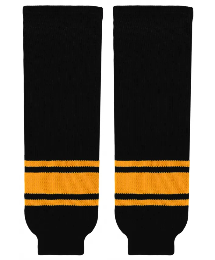 Athletic Knit (AK) HS630-212 Black/Gold Knit Ice Hockey Socks