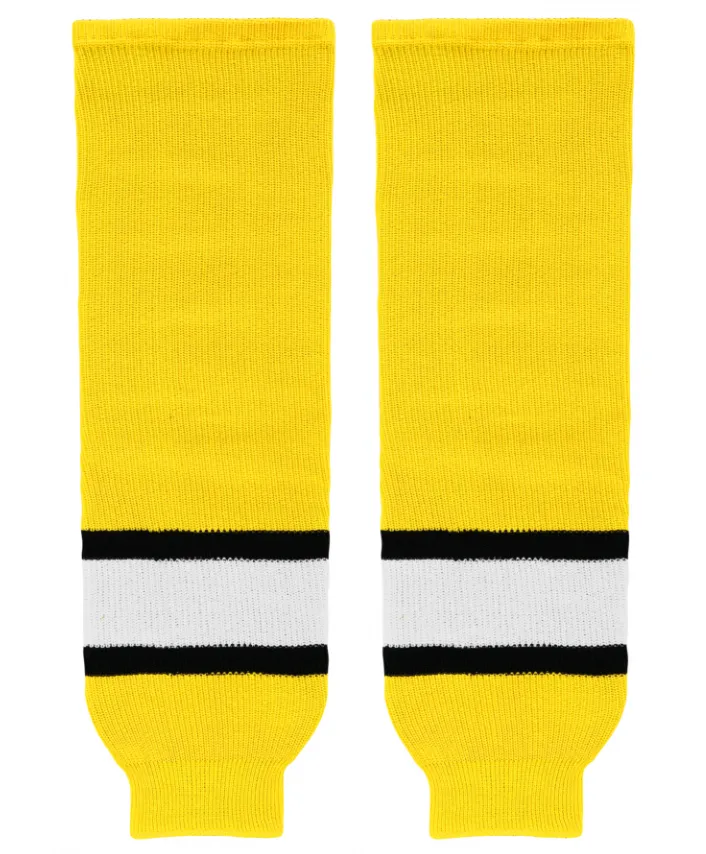 Athletic Knit (AK) HS630-256 Maize/Black/White Knit Ice Hockey Socks