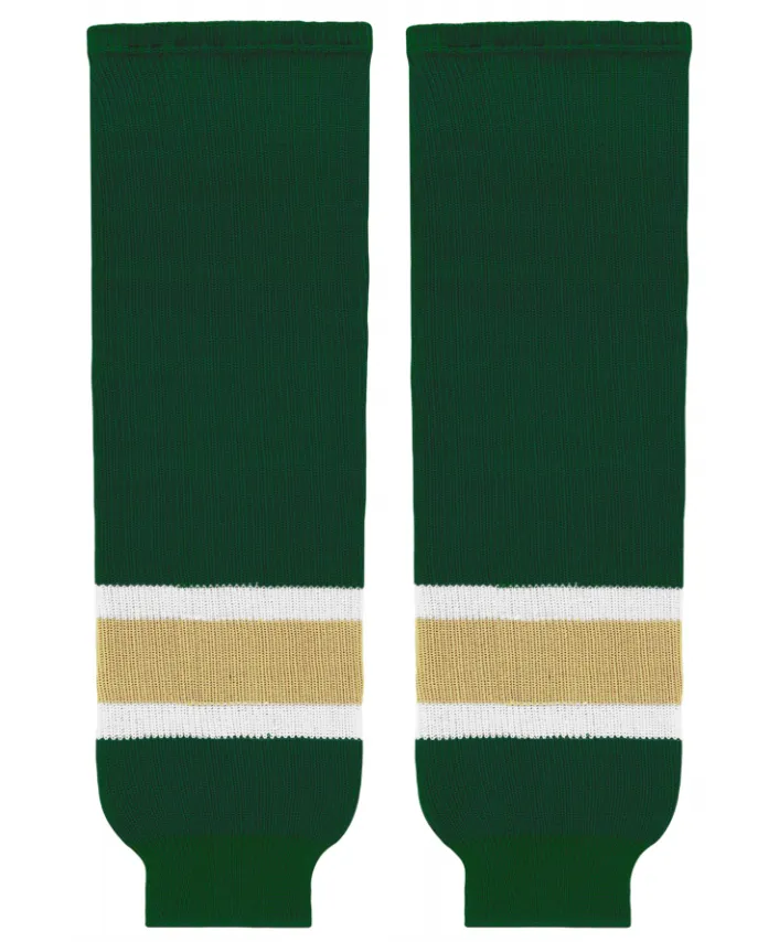 Athletic Knit (AK) HS630-262 Dark Green/White/Vegas Gold Knit Ice Hockey Socks