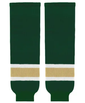 Athletic Knit (AK) HS630-262 Dark Green/White/Vegas Gold Knit Ice Hockey Socks