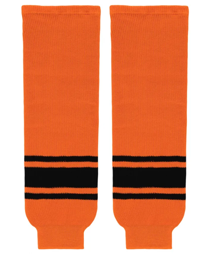 Athletic Knit (AK) HS630-263 Orange/Black Knit Ice Hockey Socks