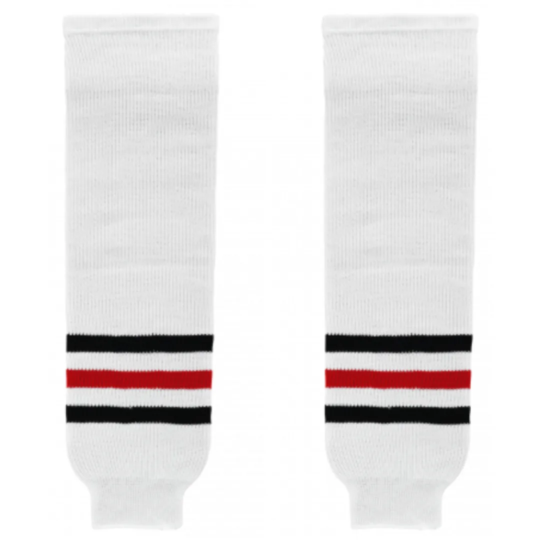 Athletic Knit (AK) HS630-305 Chicago Blackhawks White Knit Ice Hockey Socks