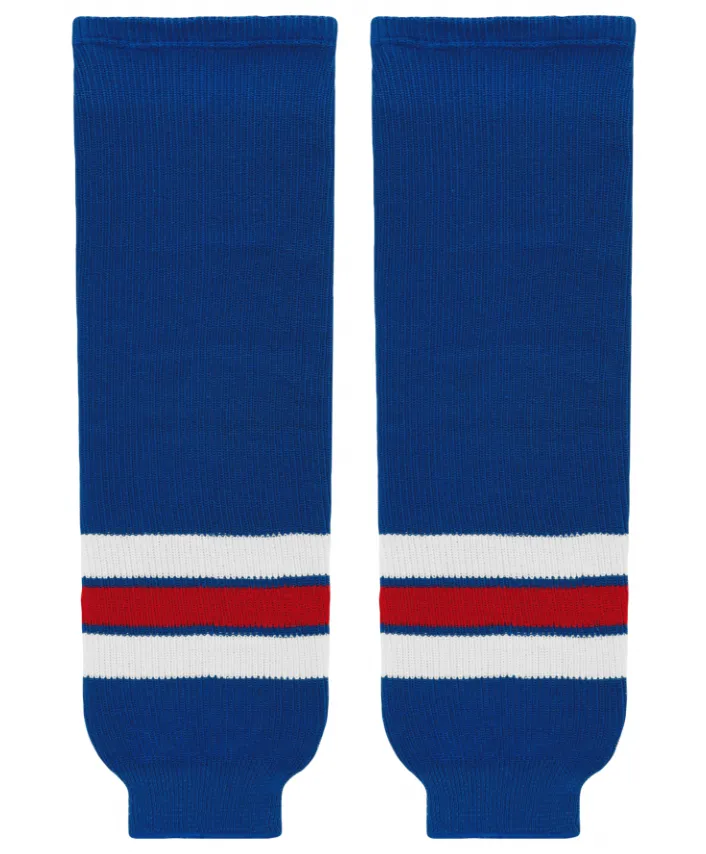 Athletic Knit (AK) HS630-312 New York Rangers Royal Blue Knit Ice Hockey Socks