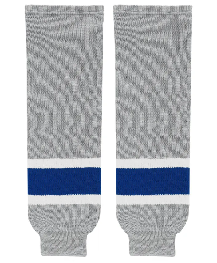 Athletic Knit (AK) HS630-450 Grey/Royal Blue/White Knit Ice Hockey Socks