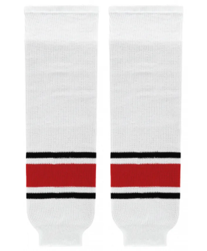 Athletic Knit (AK) HS630-528 2013 Carolina Hurricanes White Knit Ice Hockey Socks