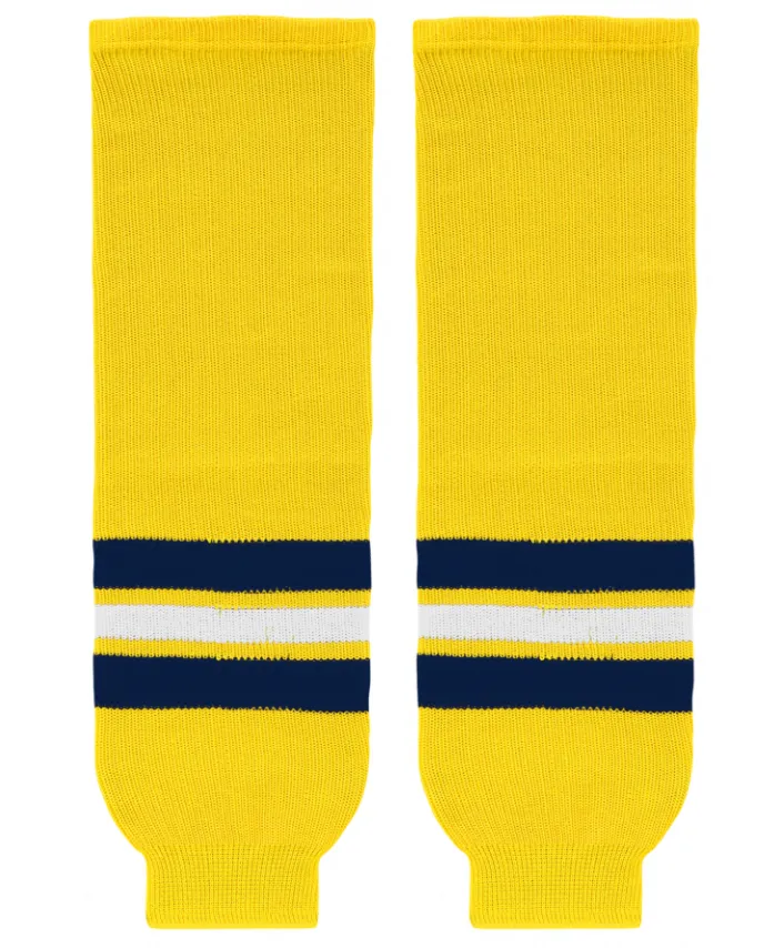 Athletic Knit (AK) HS630-590 2011 University of Michigan Wolverines Maize Knit Ice Hockey Socks