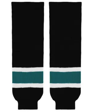 Athletic Knit (AK) HS630-634 2008 San Jose Sharks Third Black Knit Ice Hockey Socks