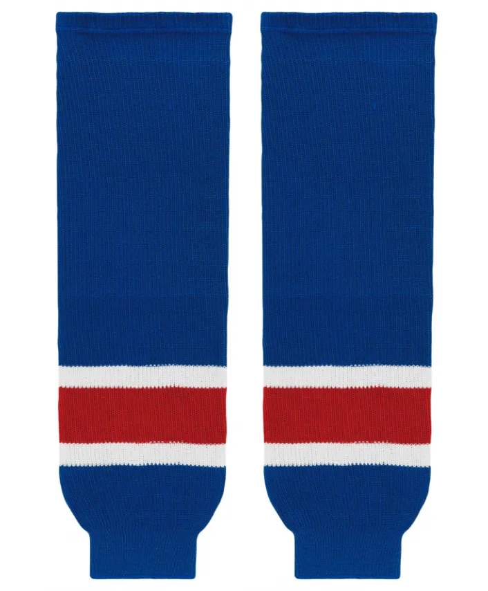 Athletic Knit (AK) HS630-812 New York Rangers Royal Blue Knit Ice Hockey Socks