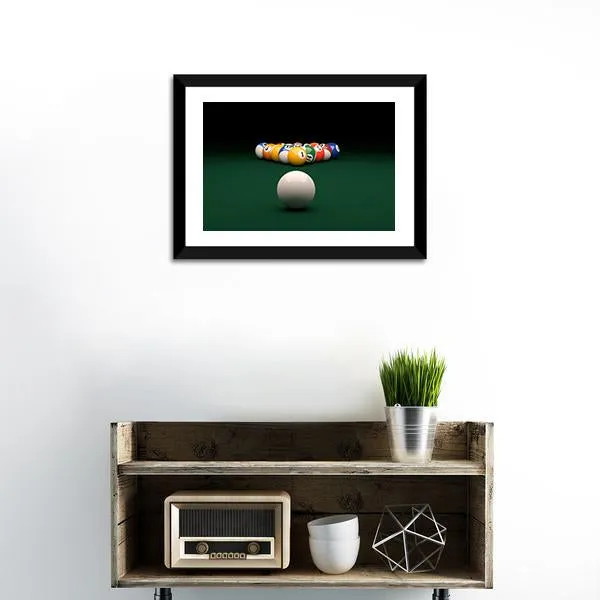 Balls On Billiards Green Table Canvas Wall Art