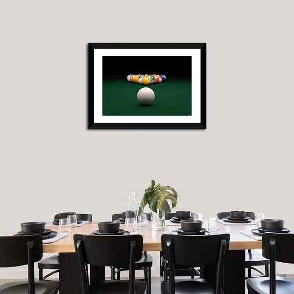 Balls On Billiards Green Table Canvas Wall Art