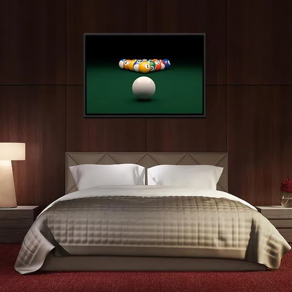 Balls On Billiards Green Table Canvas Wall Art