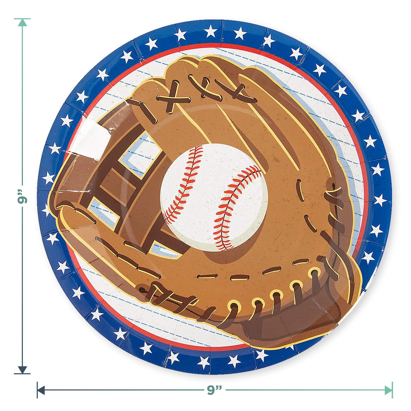 Baseball Party Play Ball Glove Paper Dinner Plates and Ball Diamond Lunch Napkins (Serves 16)