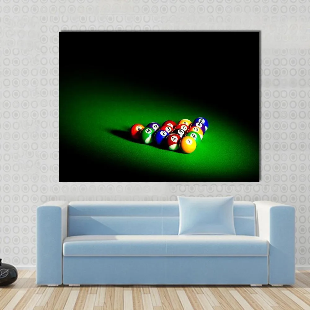 Billiard Balls Under Light Canvas Wall Art