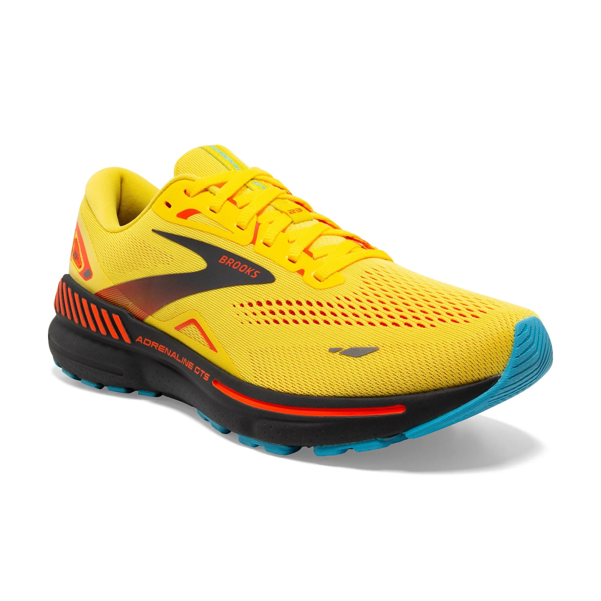 Brooks Men's 110391 708 Adrenaline GTS 23 Yellow Foraged Iron Orange Cushion Support Running Shoes