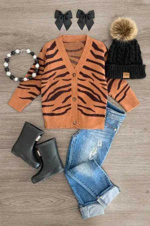 Brown Tiger Stripe Cardigan