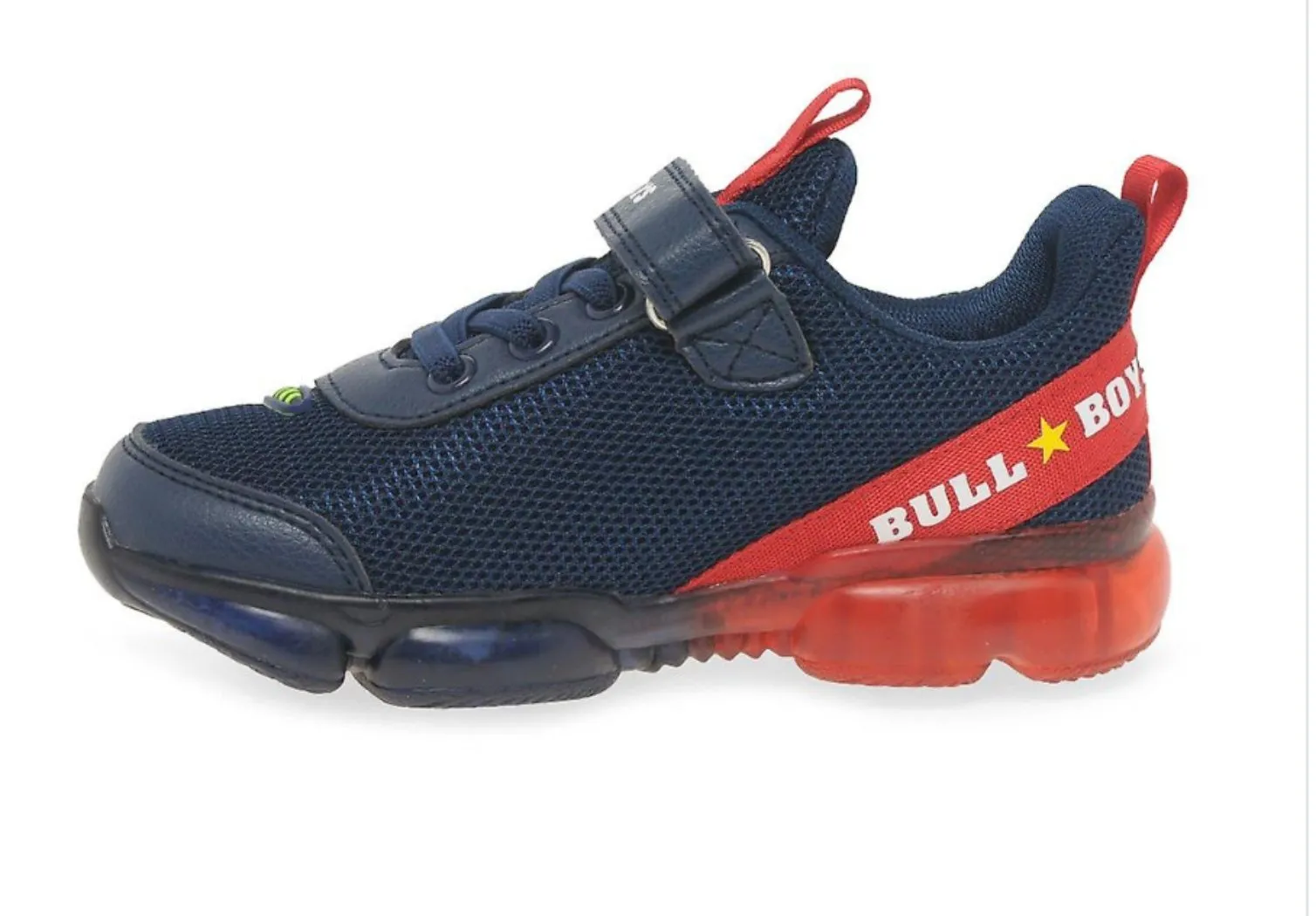 Bull BOYS Light Up Navy and Red Dinosaur Sneakers