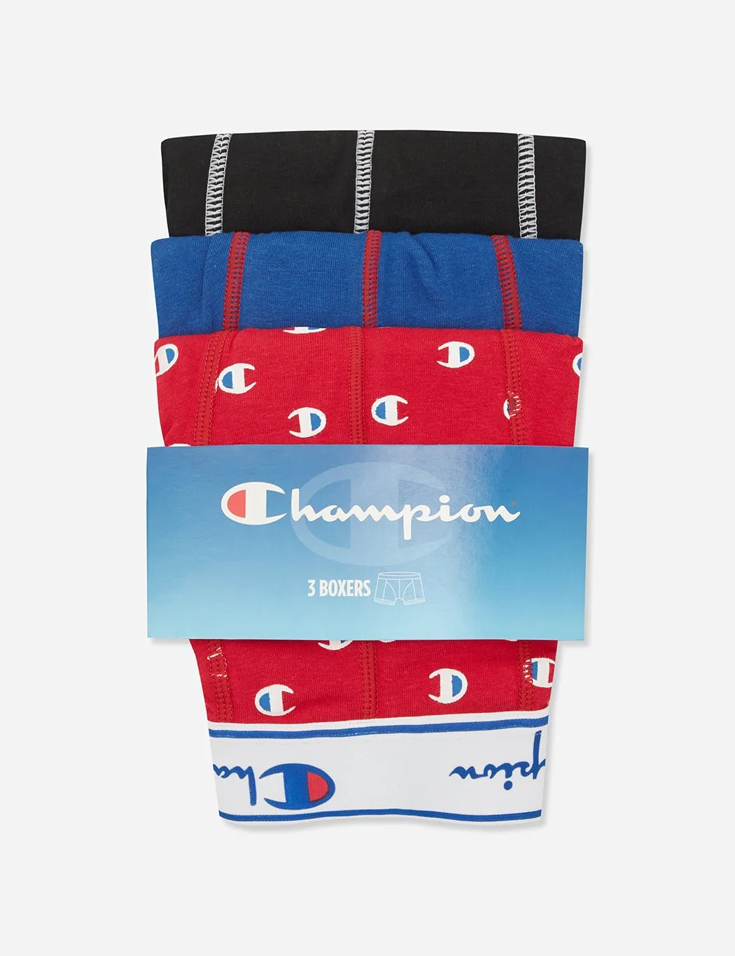 Champion Logo Boxer Shorts (3 pack) - Black/Navy Blue/Red