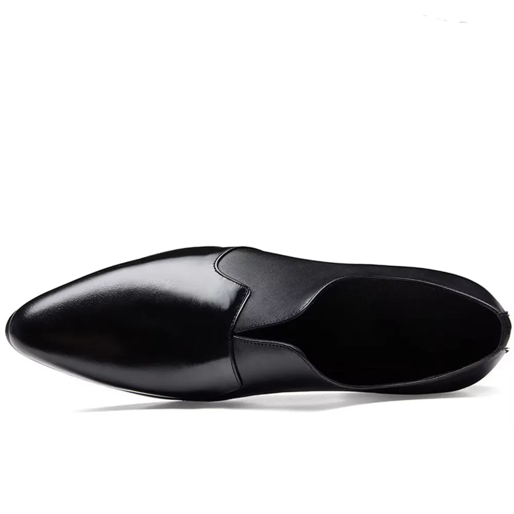 ChicLux Embossed Pointed Toe Slip-on Dress Shoes