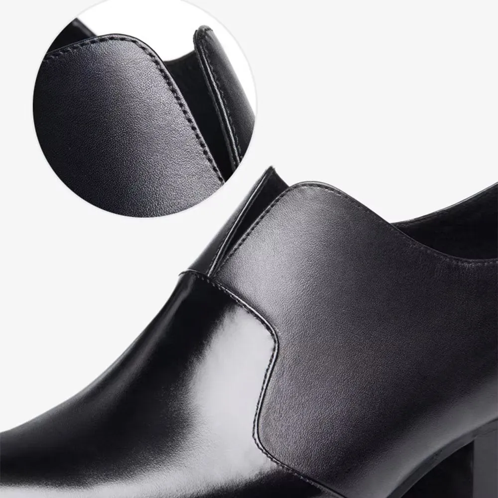 ChicLux Embossed Pointed Toe Slip-on Dress Shoes