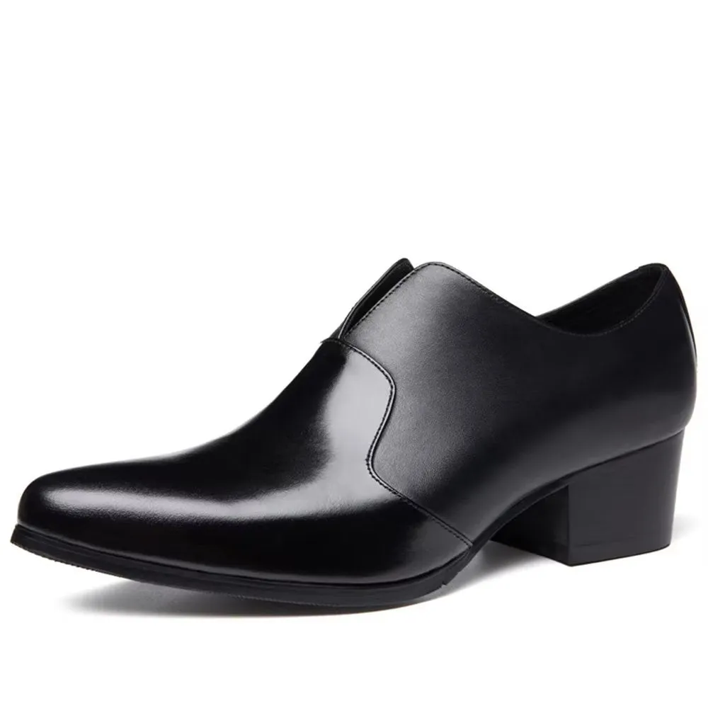 ChicLux Embossed Pointed Toe Slip-on Dress Shoes