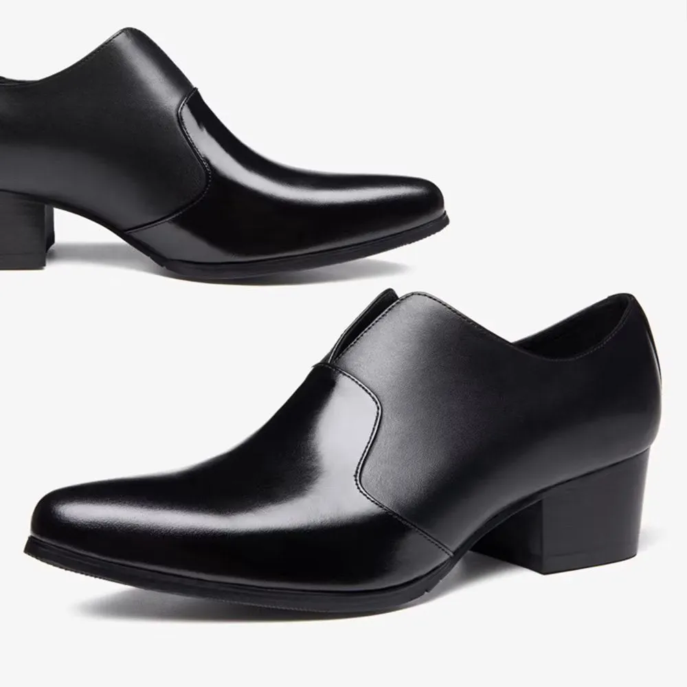 ChicLux Embossed Pointed Toe Slip-on Dress Shoes