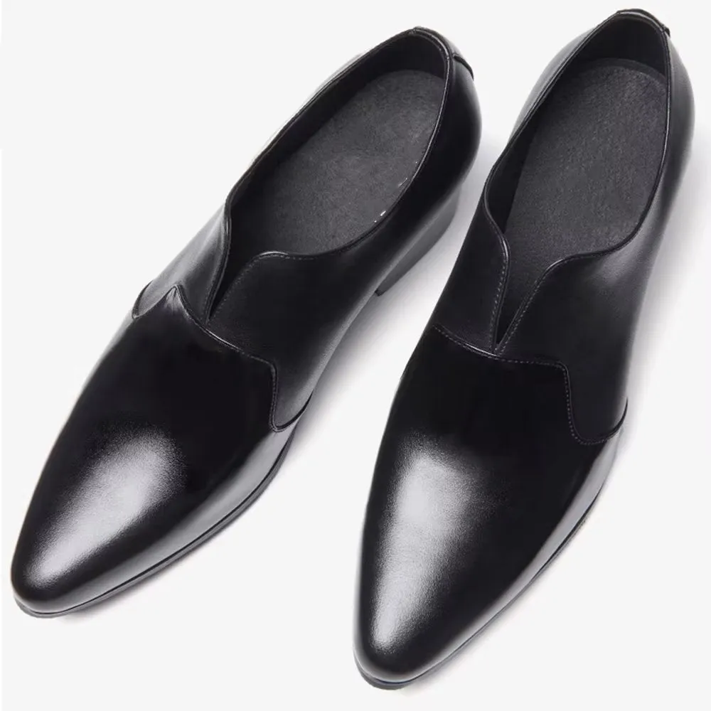 ChicLux Embossed Pointed Toe Slip-on Dress Shoes