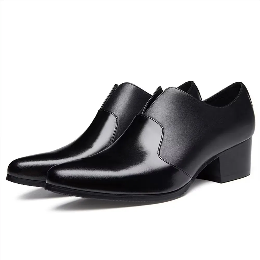 ChicLux Embossed Pointed Toe Slip-on Dress Shoes