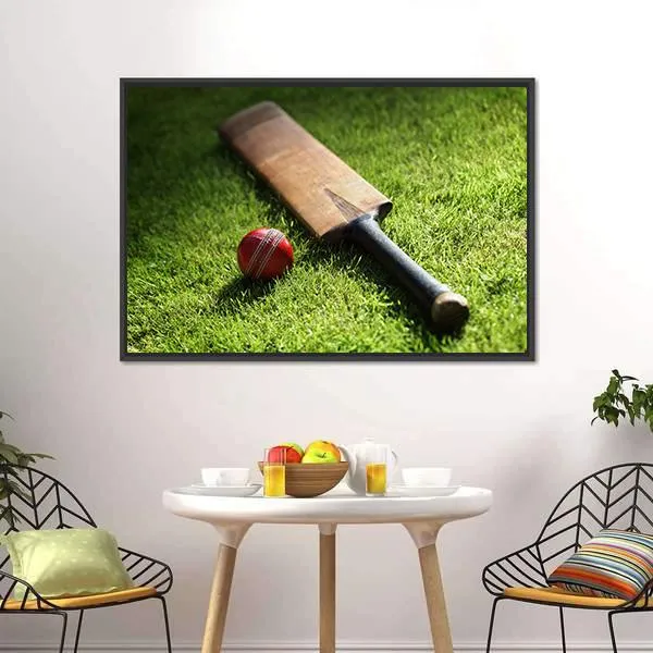 Cricket Bat & Ball Canvas Wall Art