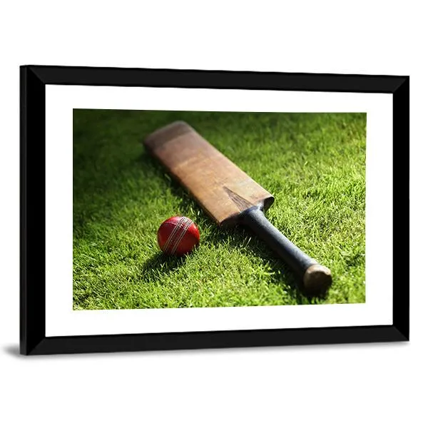 Cricket Bat & Ball Canvas Wall Art