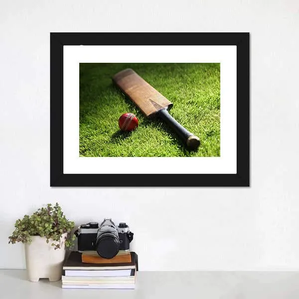 Cricket Bat & Ball Canvas Wall Art