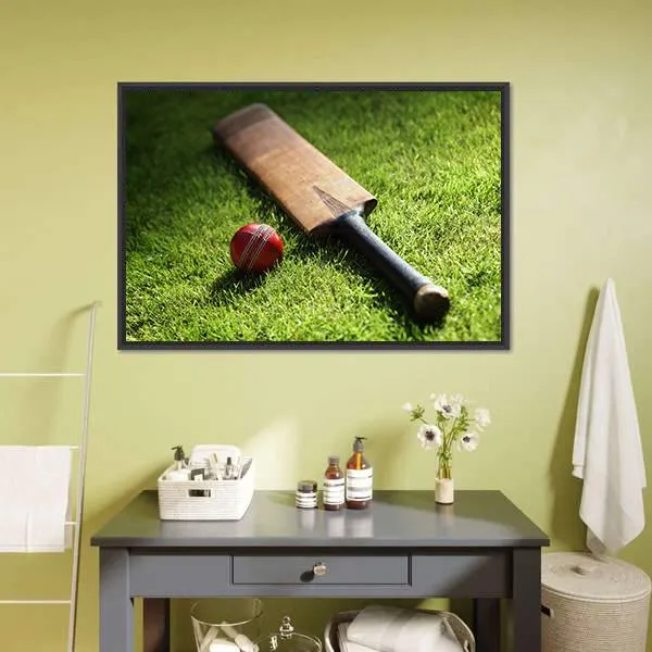 Cricket Bat & Ball Canvas Wall Art