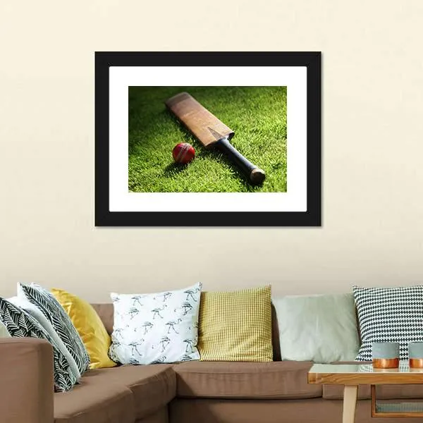 Cricket Bat & Ball Canvas Wall Art