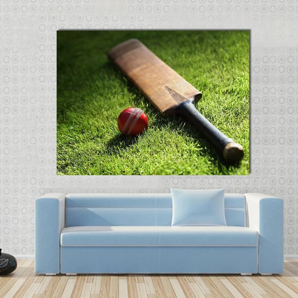 Cricket Bat & Ball Canvas Wall Art